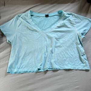 Wild Fable Blue Crop Relaxed Short Sleeve T-Shirt